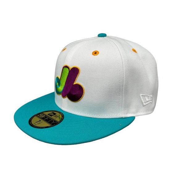 New Era 59Fifty Montreal Expos Teal Lime‎ Hat Men's Sz 7-1/2 - Picture 4 of 7